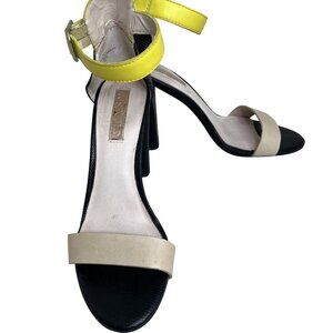 Rosegold Zack Womens Yellow & Black Open Toe Strappy Heeled Sandals Size 38.5